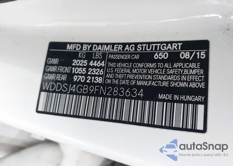 2015 Mercedes-Benz Cla 250 4Matic from USA, damaged, VIN WDDSJ4GB9FN283634